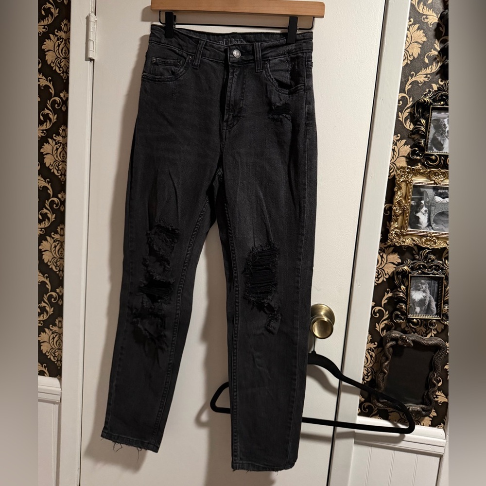 Wild Fable Distressed Black Women Cropped Jeans